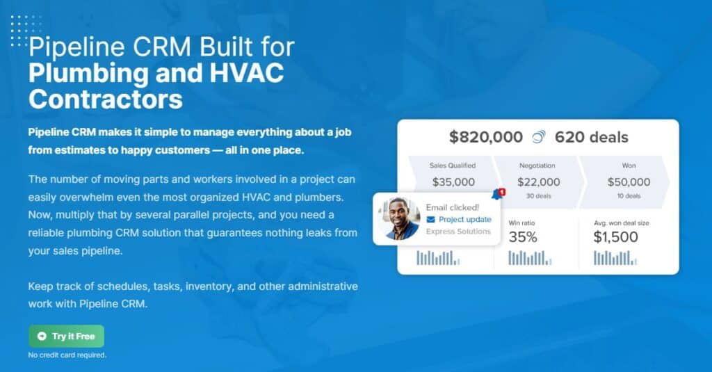 Pipeline-Best CRM for Sales-Focused Plumbing Contractors