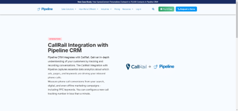CallRail integration with Pipeline CRM providing detailed analytics for call tracking and marketing campaign insights.
