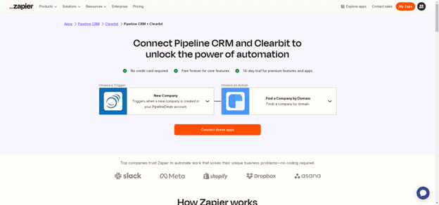 Automatically enrich new company records in Pipeline CRM with Clearbit