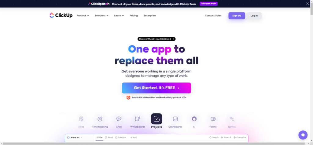ClickUp CRM- Best for Manufacturing Teams and Project Management