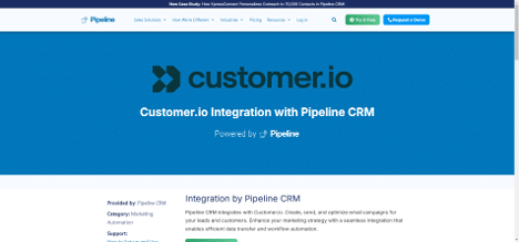 Customer.io integration with Pipeline CRM highlighting email automation and campaign management for effective sales outreach.