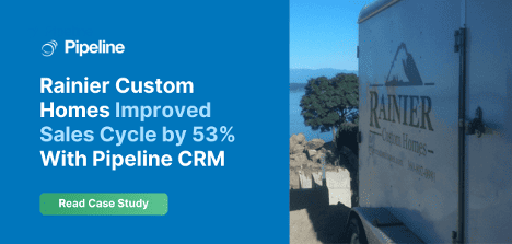 Case study of Rainier Custom Homes, demonstrating a 53% sales cycle improvement with Pipeline CRM.