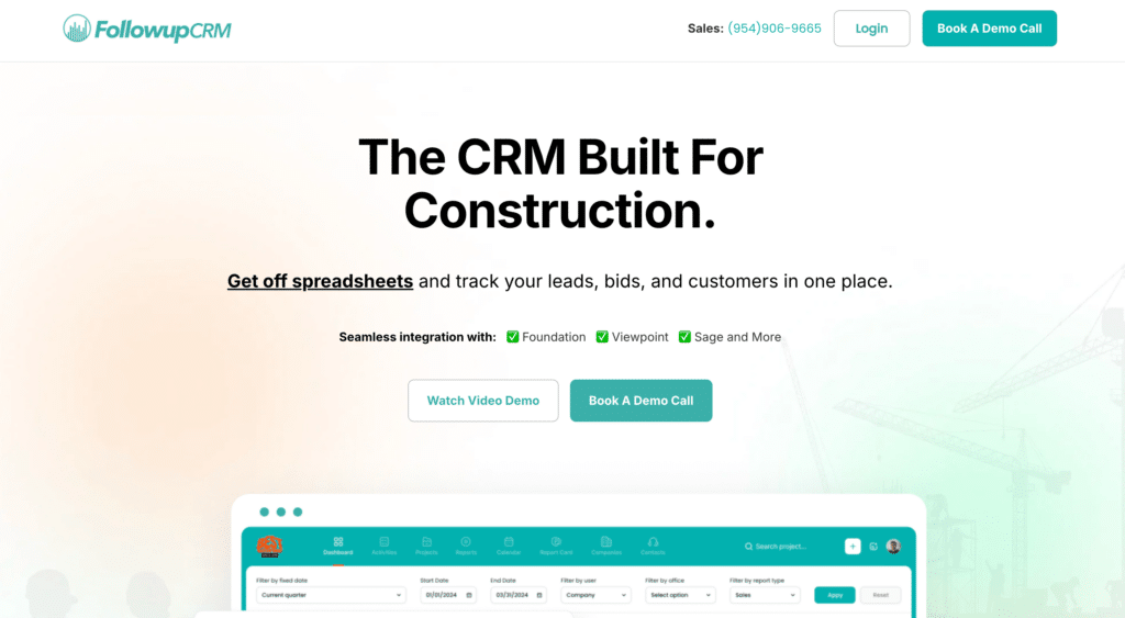 Followup CRM - best construction CRM list by Pipeline CRM