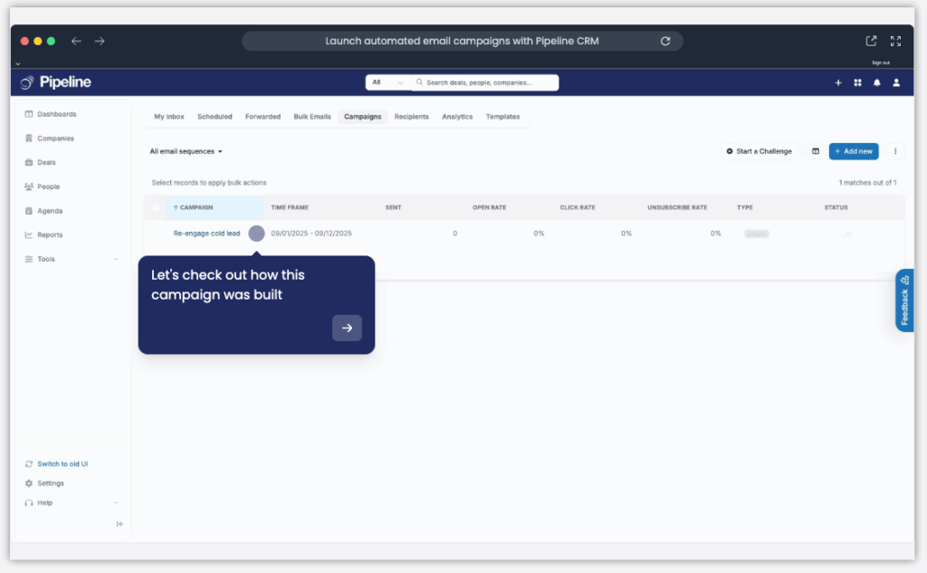 Pipeline CRM email scheduler demo