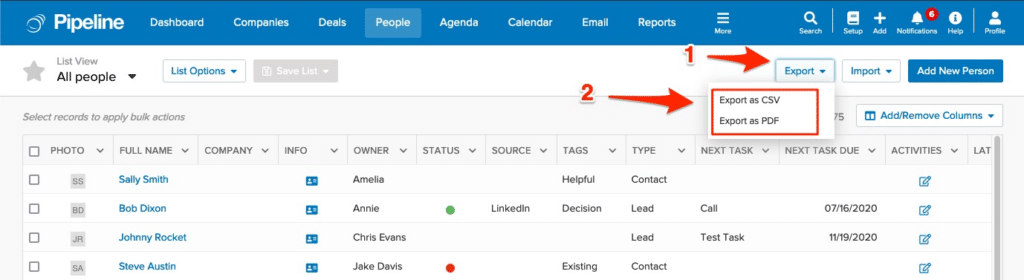 Your CRM sales reporting tool should include exporting to Excel-friendly options